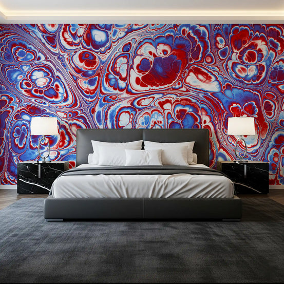 Red Blue Marble Abstract Energy Flow