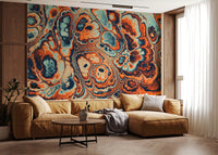 Ocean Fire Marble Abstract Wall Mural