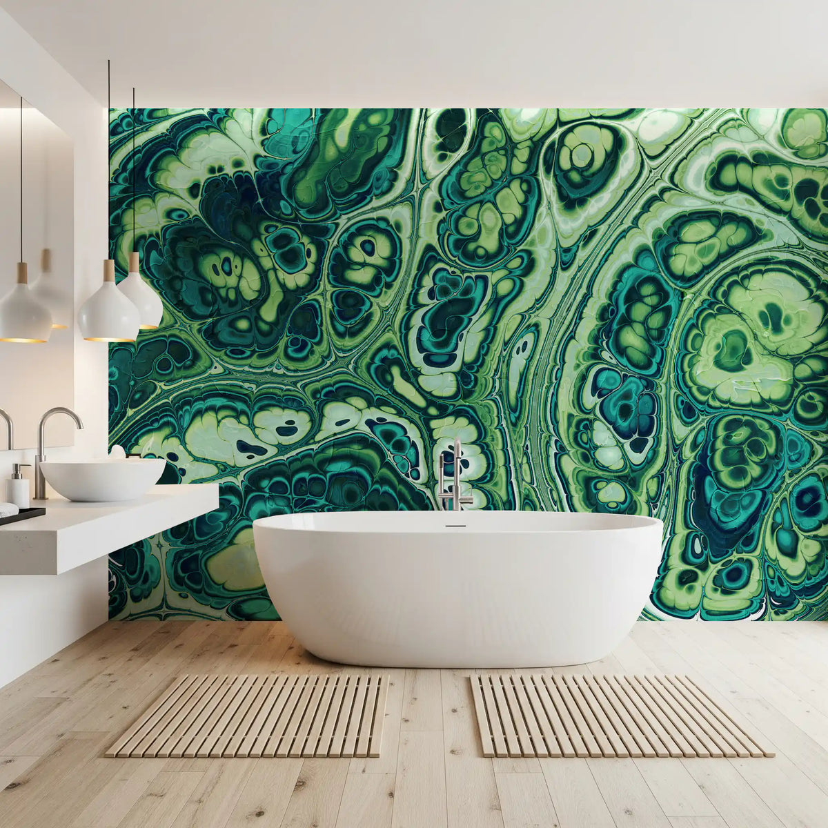 Emerald Ocean Marble Abstract Wall Mural