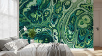Emerald Ocean Marble Abstract Wall Mural