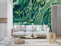 Emerald Ocean Marble Abstract Wall Mural