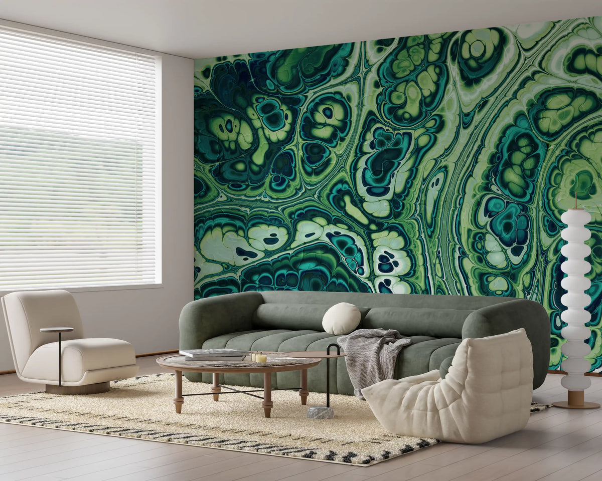 Emerald Ocean Marble Abstract Wall Mural