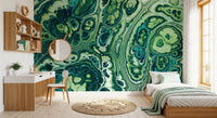 Emerald Ocean Marble Abstract Wall Mural