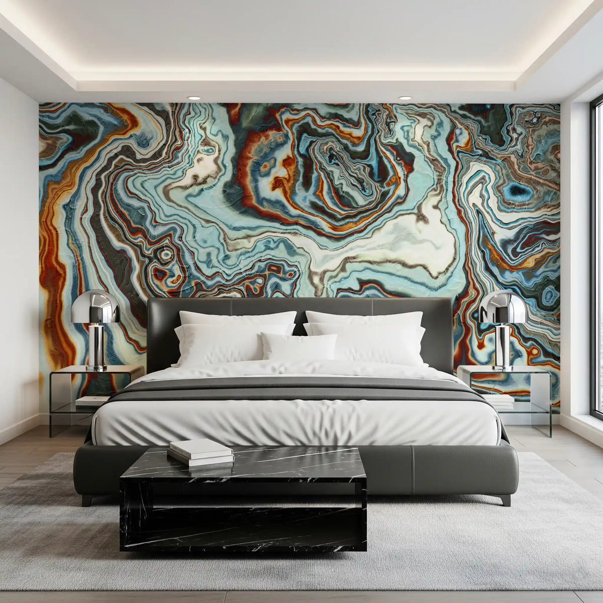 Earthy Marbled Swirl Abstract Wall Mural