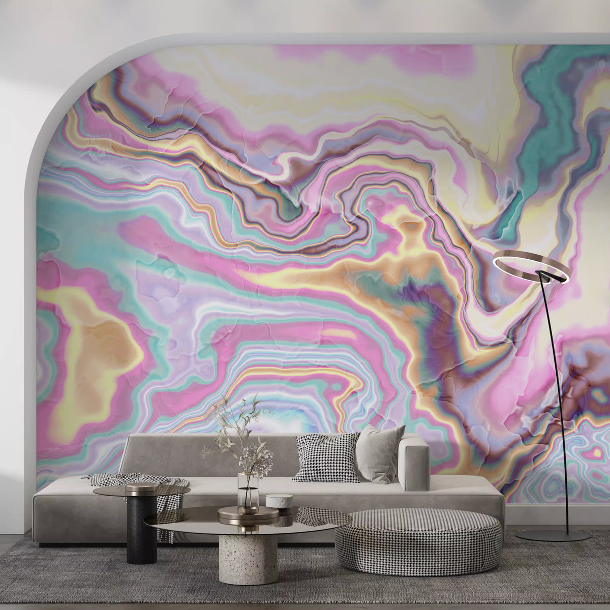 Iridescent Marble Swirl Wall Mural
