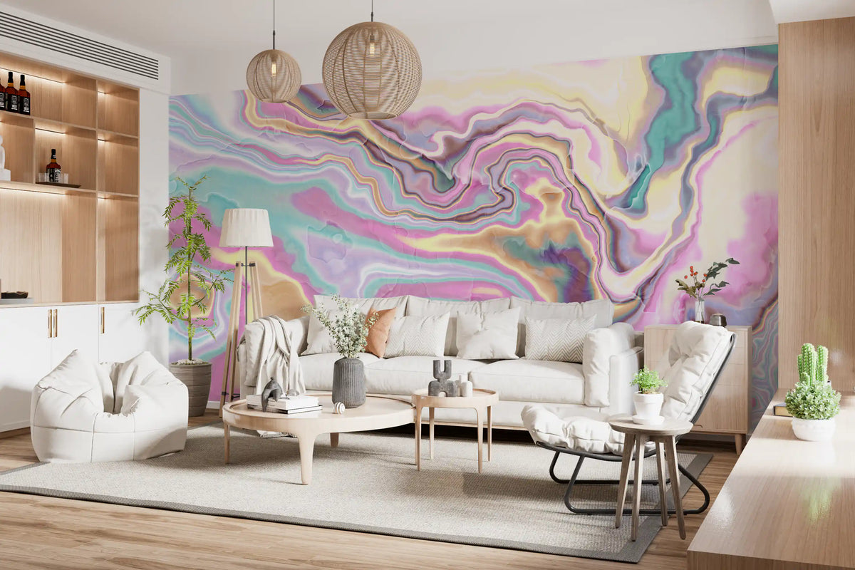 Iridescent Marble Swirl Wall Mural