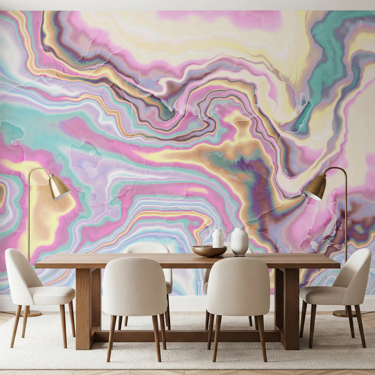 Iridescent Marble Swirl Wall Mural