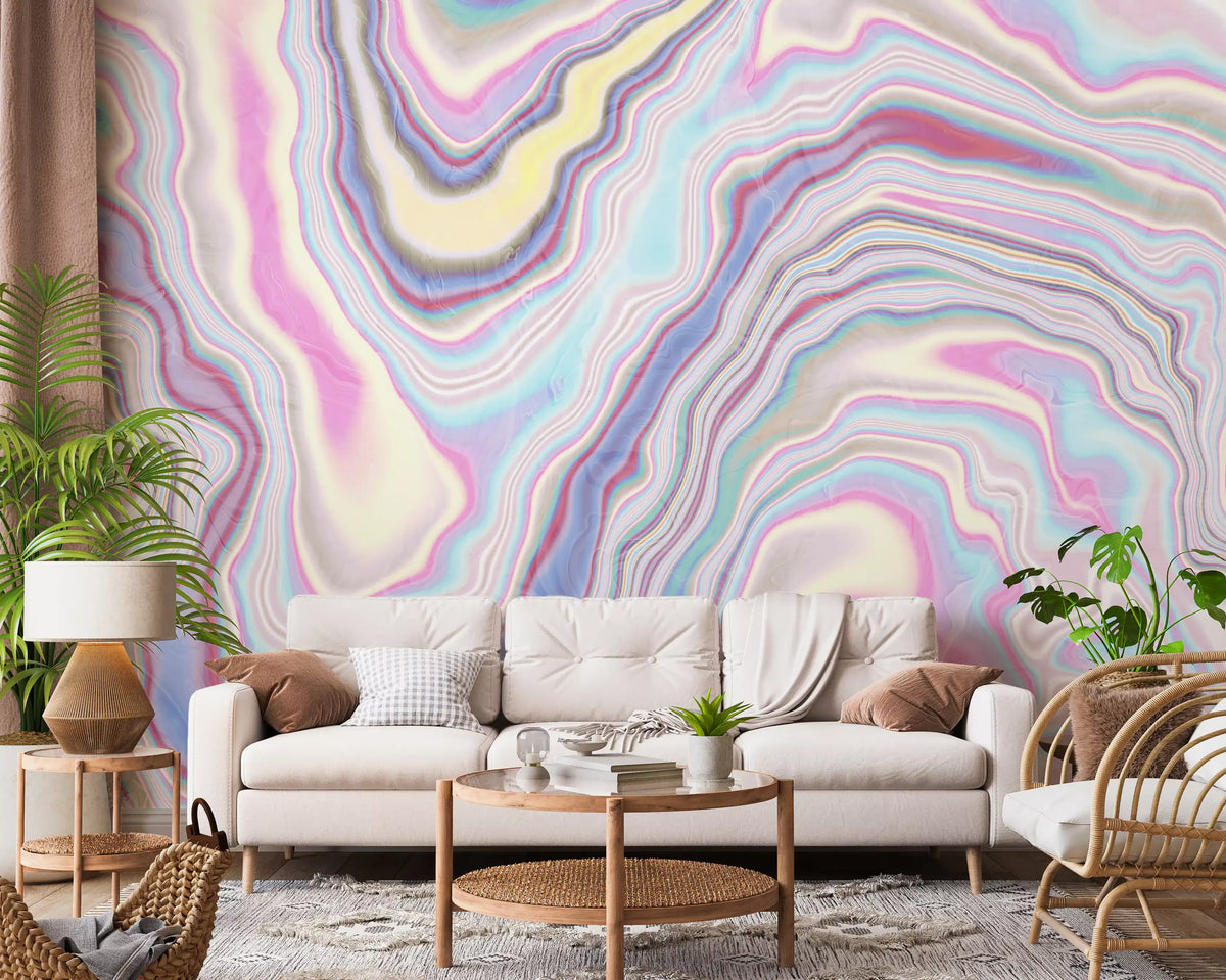 Holographic Marble Wave Texture Wall Mural