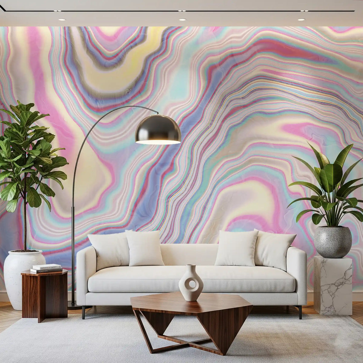 Holographic Marble Wave Texture Wall Mural