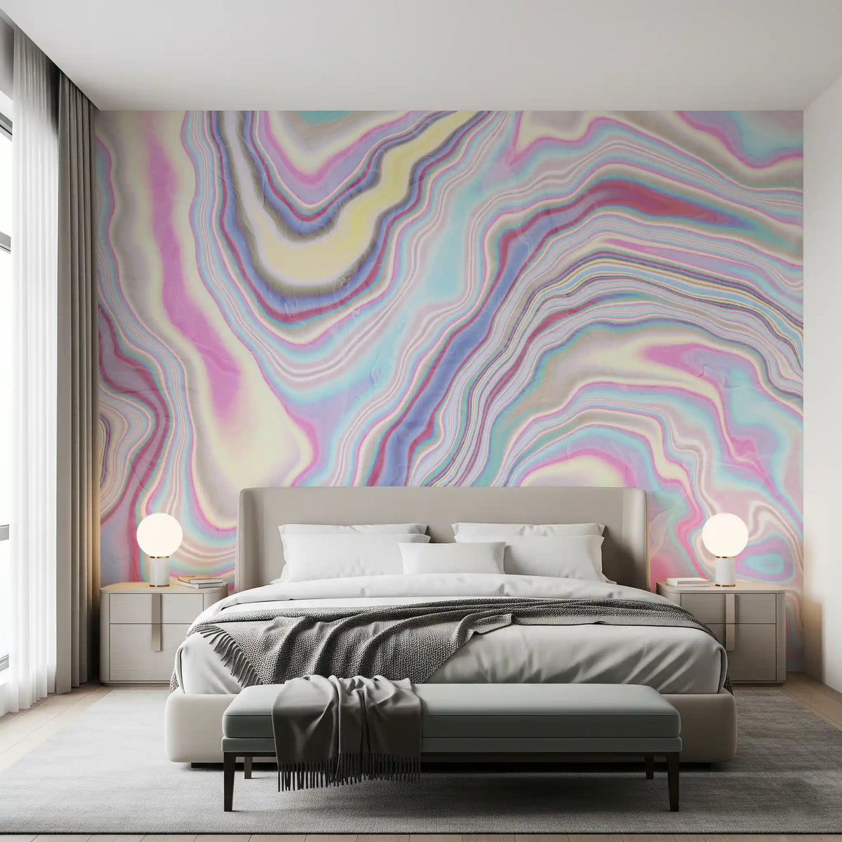 Holographic Marble Wave Texture Wall Mural