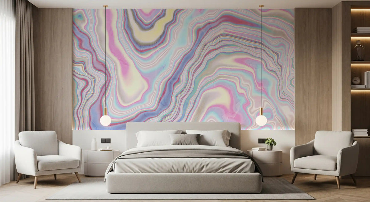 Holographic Marble Wave Texture Wall Mural