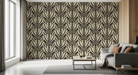 Cream and Charcoal Botanical Symmetry Wallpaper⁠