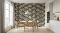 Cream and Charcoal Botanical Symmetry Wallpaper⁠