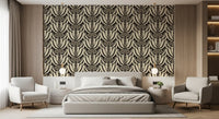 Cream and Charcoal Botanical Symmetry Wallpaper⁠