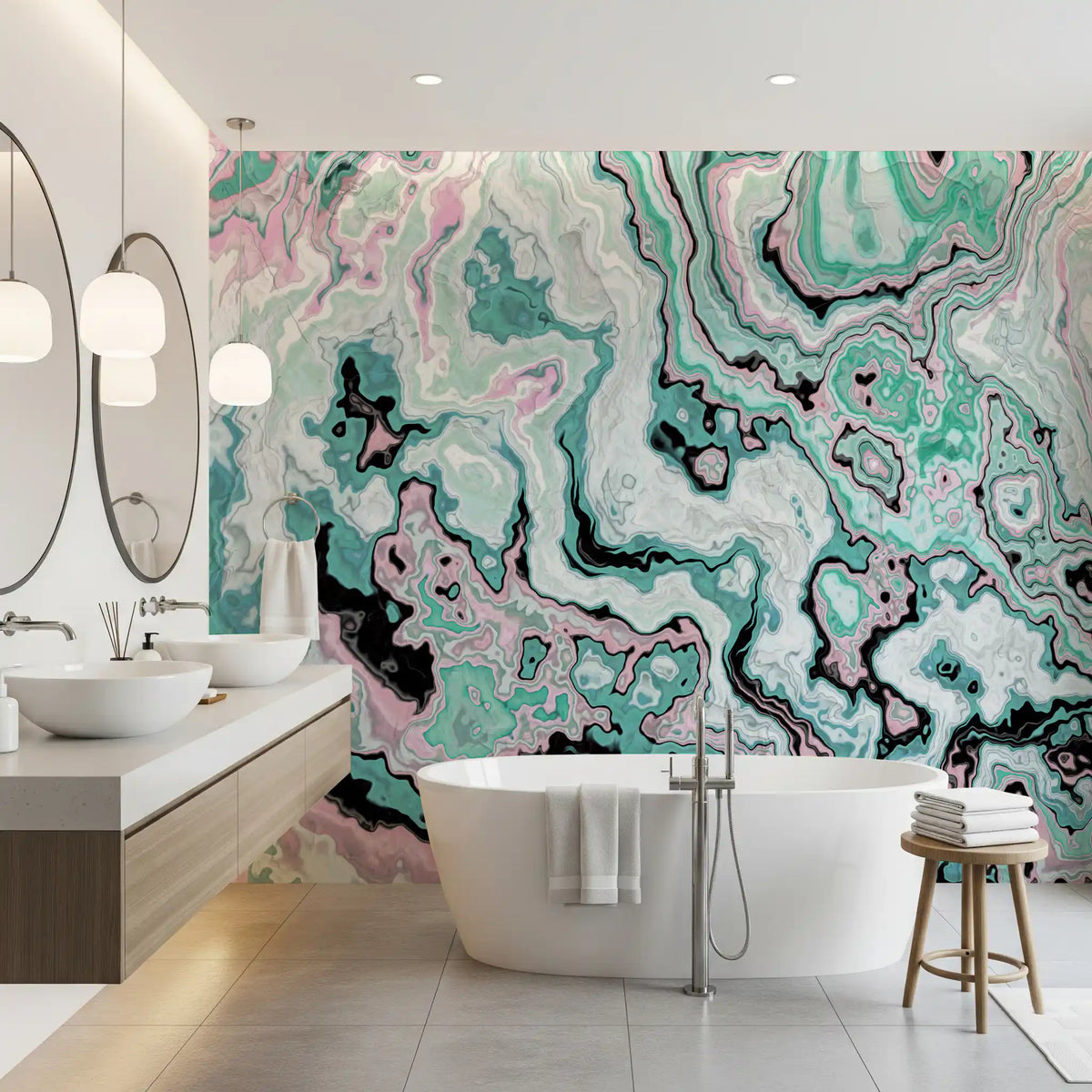 Pastel Marble Swirl Abstract Wall Mural