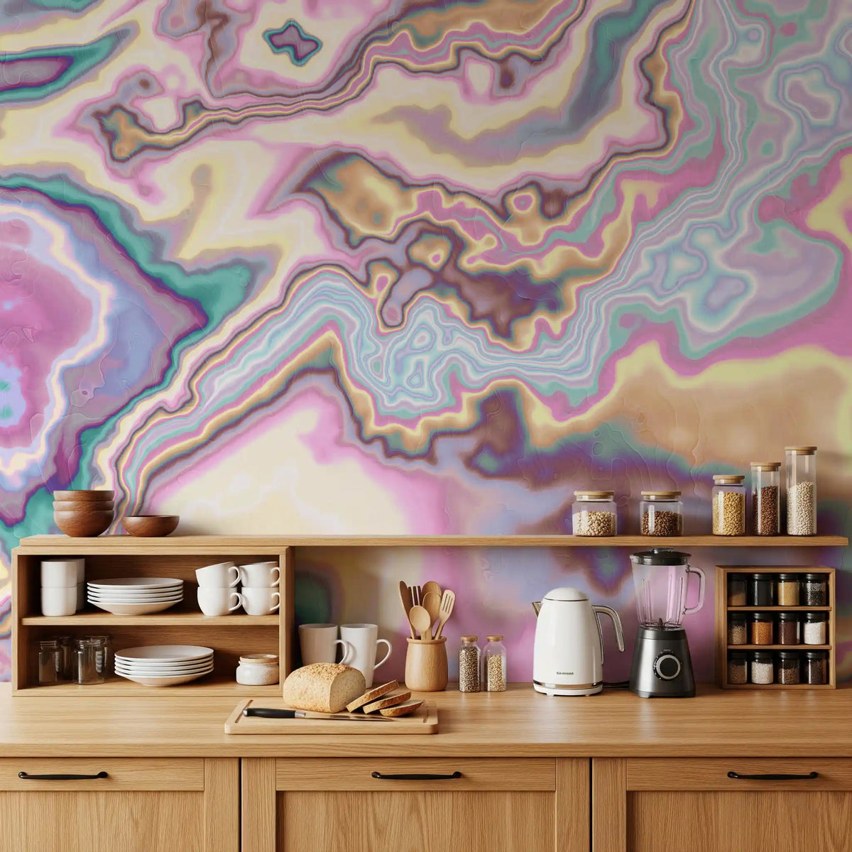 Liquid Dreamscape Curves Marble Wall Mural