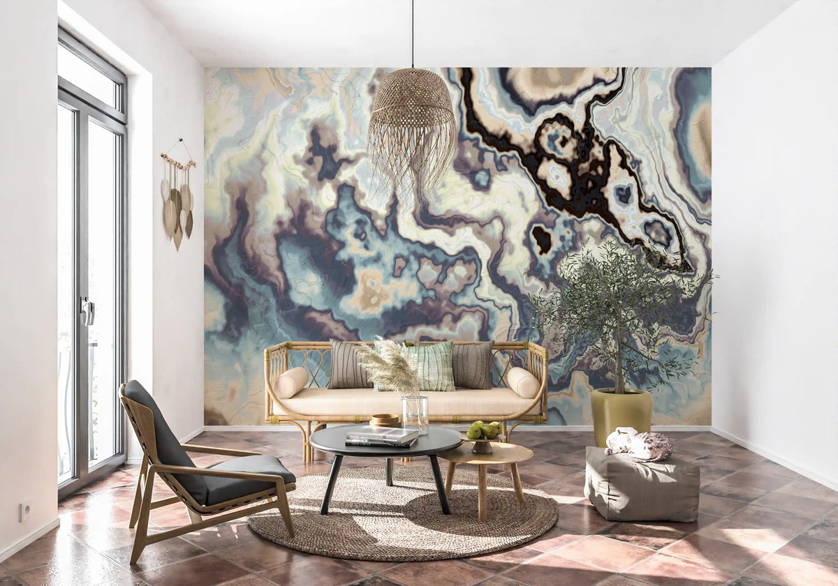 Ethereal Flowing Marble Swirls Wall Mural