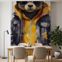 Cool Aviator Bear in Hoodie Wall Mural