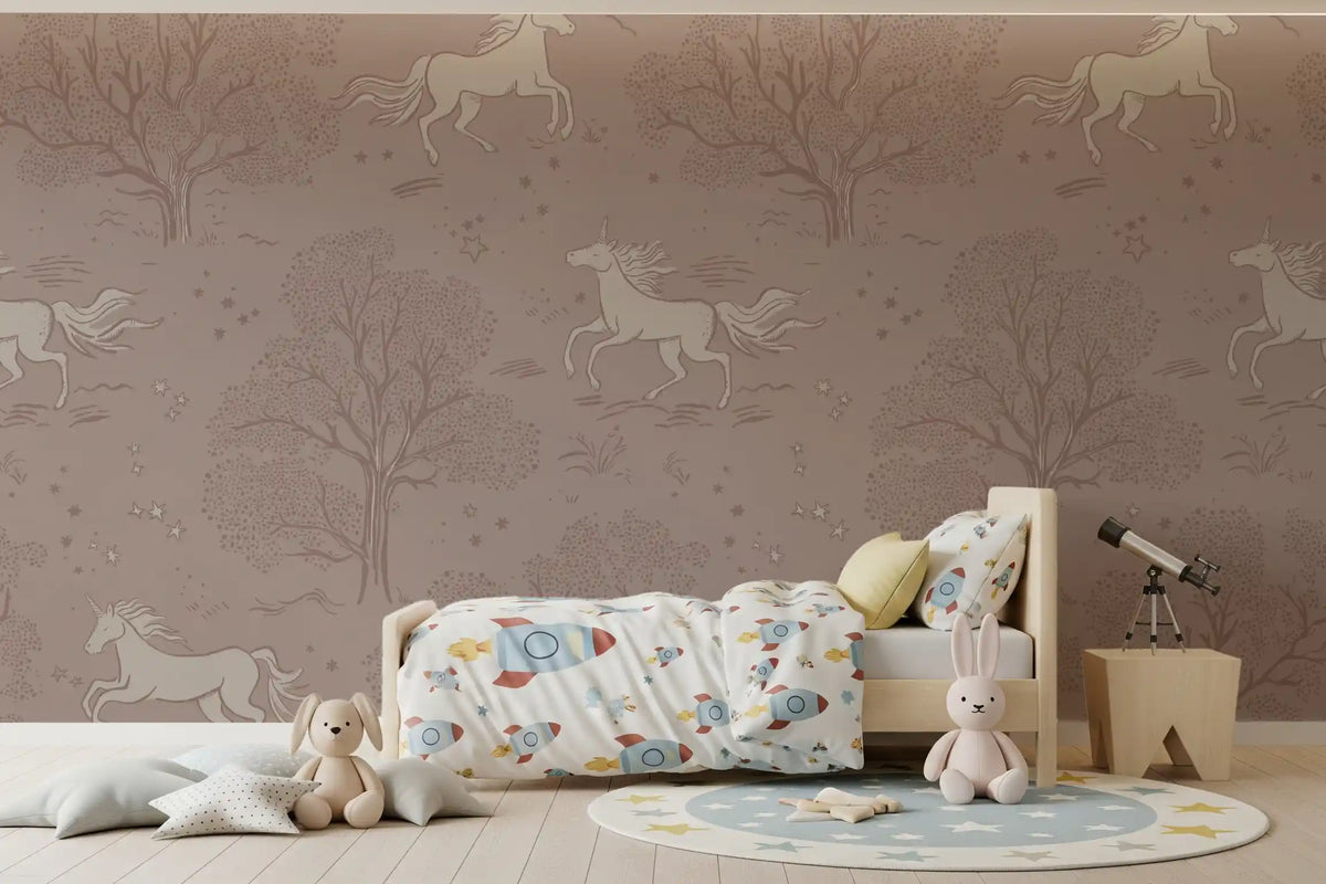 Magical Unicorn Dreamland – Misty Rose Wall Mural