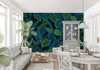 Midnight Tropical Foliage Wall Mural