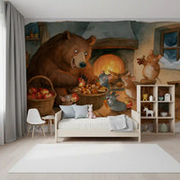 Woodland Friends Bear With Mice In Cozy Cottage Pantry Adventure Scene Wall Mural