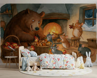 Woodland Friends Bear With Mice In Cozy Cottage Pantry Adventure Scene Wall Mural