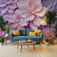 Soft Pastel 3d Flowers Wall Mural