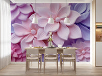 Soft Pastel 3d Flowers Wall Mural