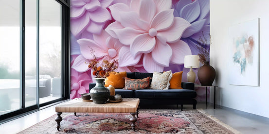 Soft Pastel 3d Flowers Wall Mural