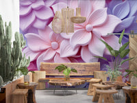 Soft Pastel 3d Flowers Wall Mural