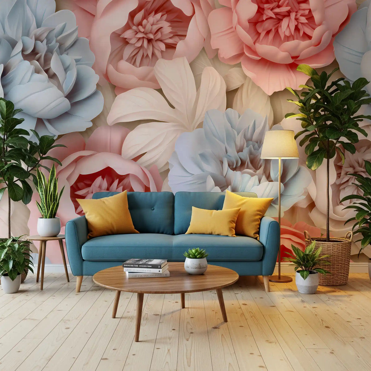 Abstract Peony Composition Wall Mural