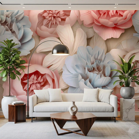 Abstract Peony Composition Wall Mural