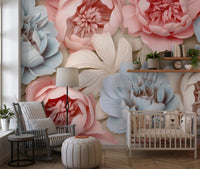Abstract Peony Composition Wall Mural