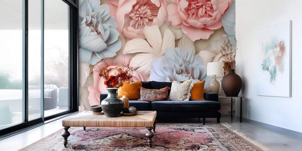 Abstract Peony Composition Wall Mural