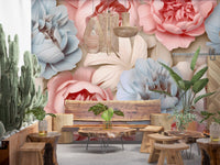 Abstract Peony Composition Wall Mural
