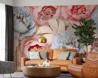 Abstract Peony Composition Wall Mural
