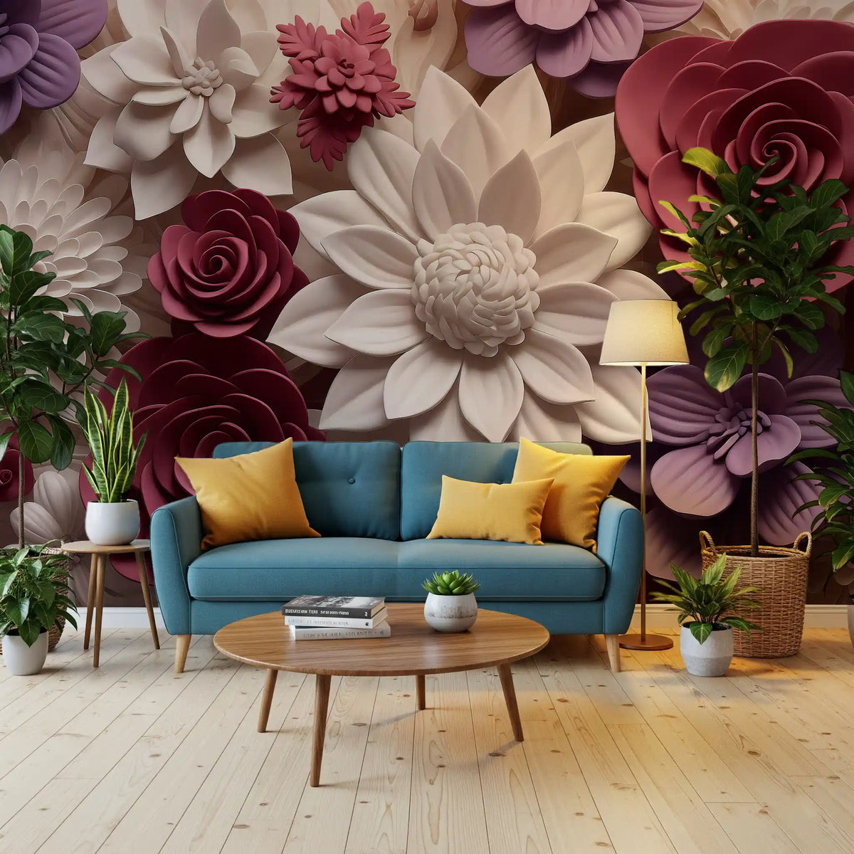 3d  Floral Blooms Wall Mural