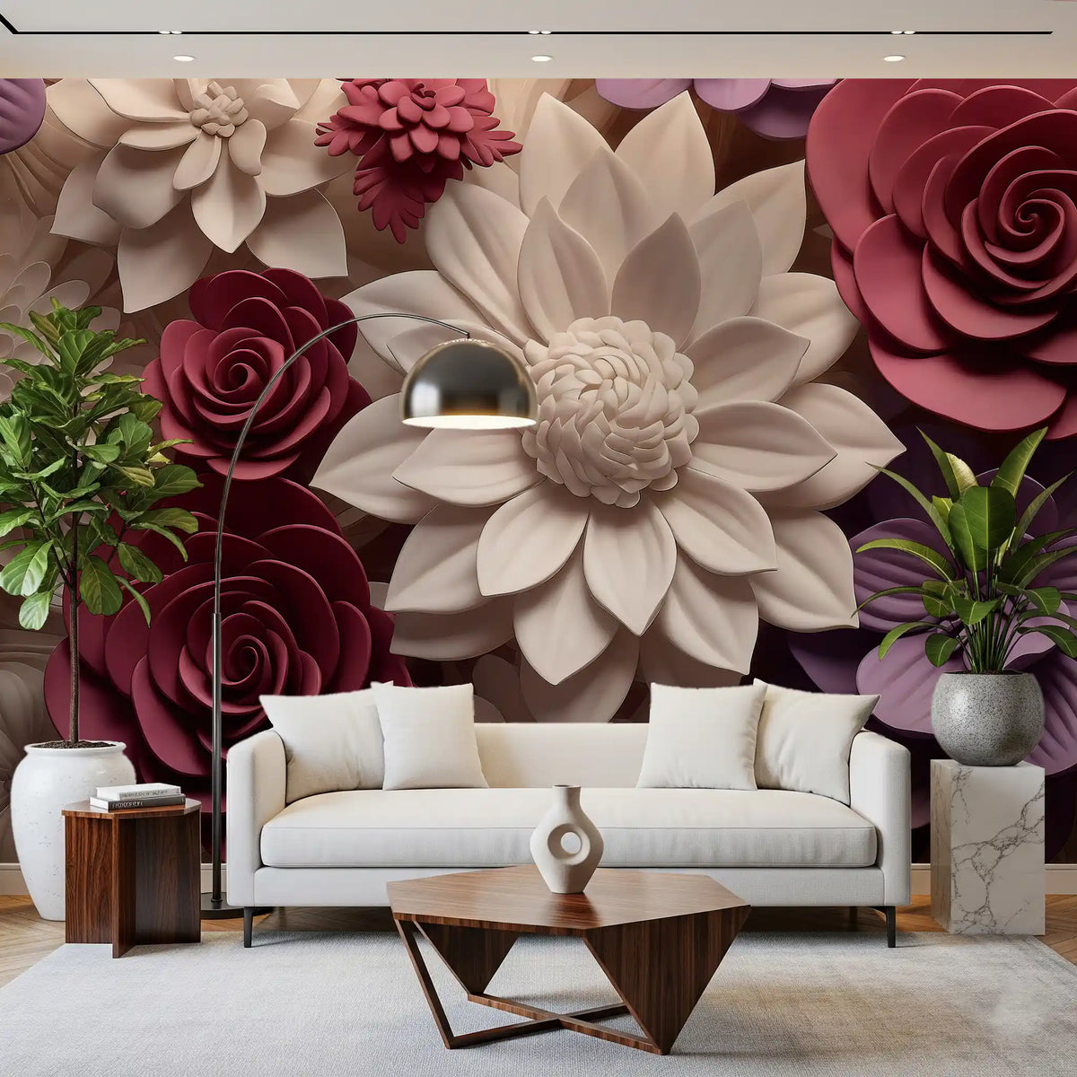 3d  Floral Blooms Wall Mural