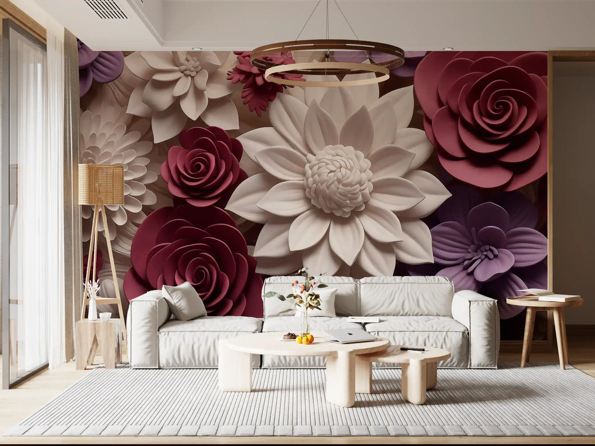3d  Floral Blooms Wall Mural