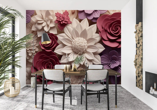 3d  Floral Blooms Wall Mural