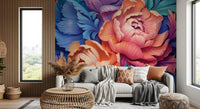 Vibrant Peony Bloom Artistic Mural Wall Mural