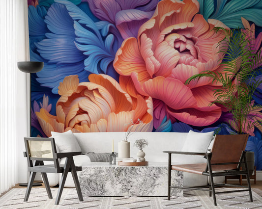 Vibrant Peony Bloom Artistic Mural Wall Mural