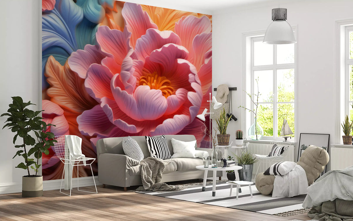 Blush Peony Sculptural Flow Wall Mural