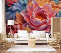 Blush Peony Sculptural Flow Wall Mural