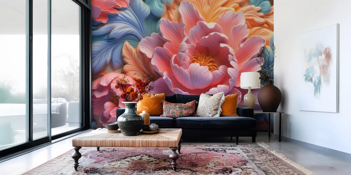 Blush Peony Sculptural Flow Wall Mural