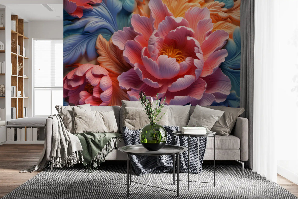 Blush Peony Sculptural Flow Wall Mural