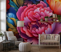 Vibrant Peony Garden Petals Wall Mural