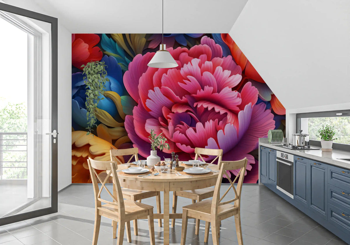 Vibrant Peony Garden Petals Wall Mural