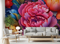 Vibrant Peony Garden Petals Wall Mural