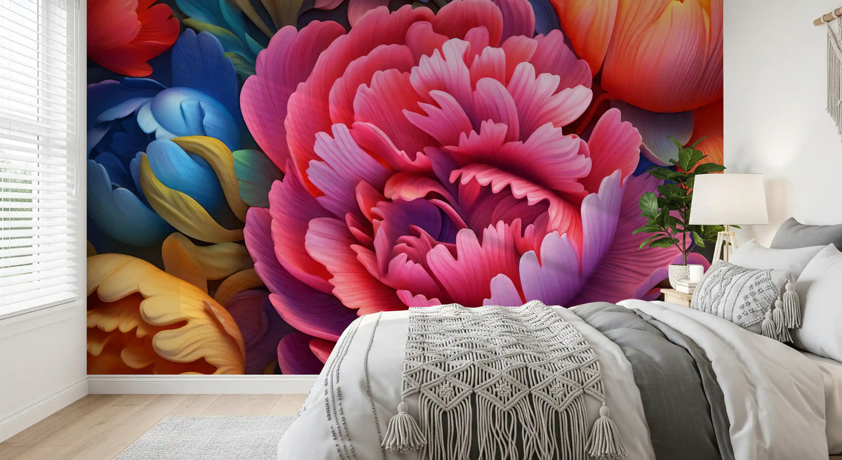 Vibrant Peony Garden Petals Wall Mural
